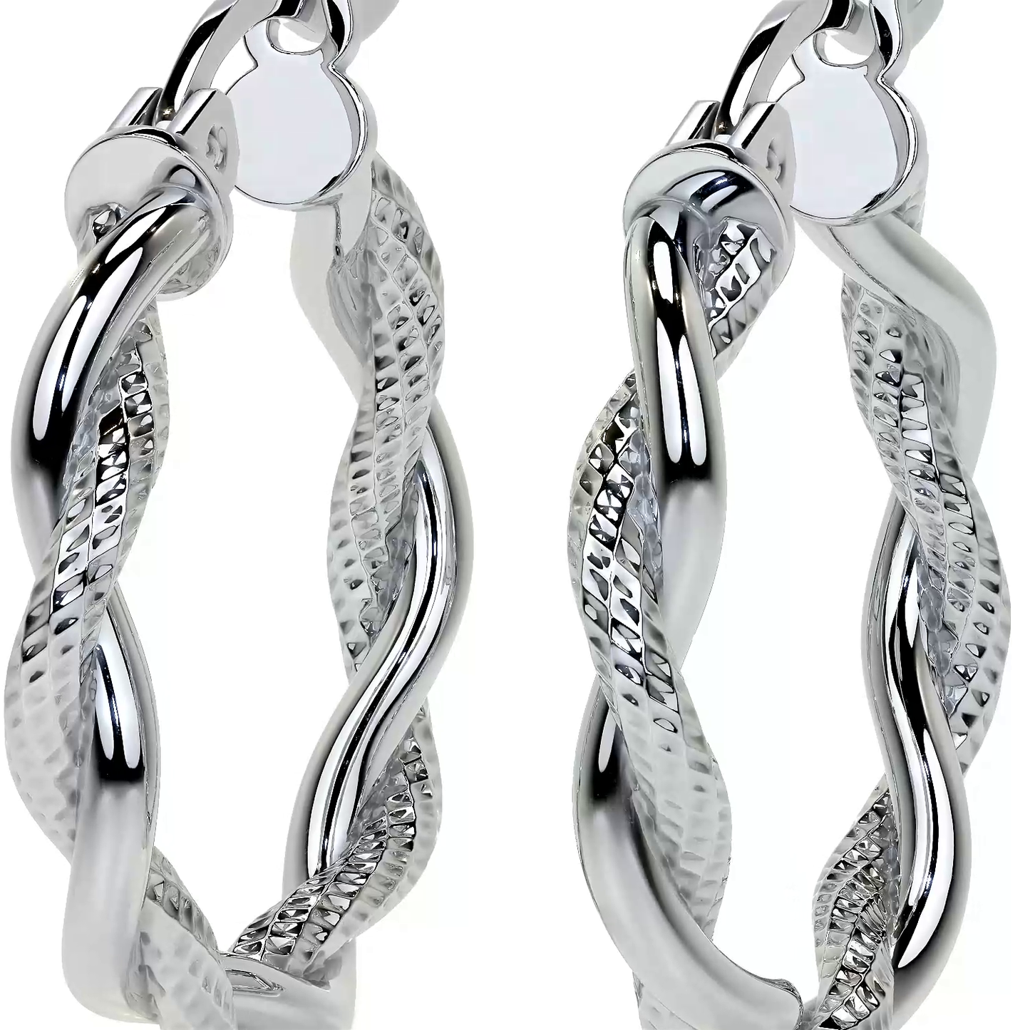 Arete Arracada Diamantada con tubos torcidos De Plata Ley 925 Para Mujer