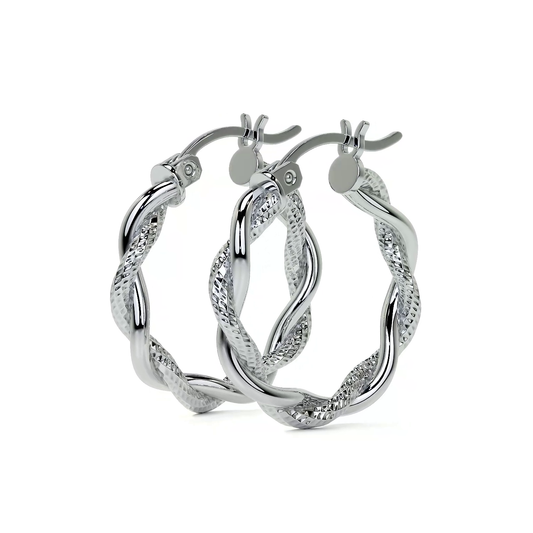 Arete Arracada Diamantada con tubos torcidos De Plata Ley 925 Para Mujer