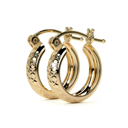 Arracada Diamantada Bangle De Oro 10k Estilo Panal, 4mm de Ancho