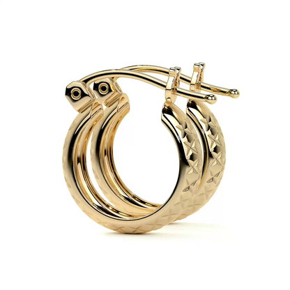 Arracada Diamantada Bangle De Oro 10k Estilo Panal, 4mm de Ancho