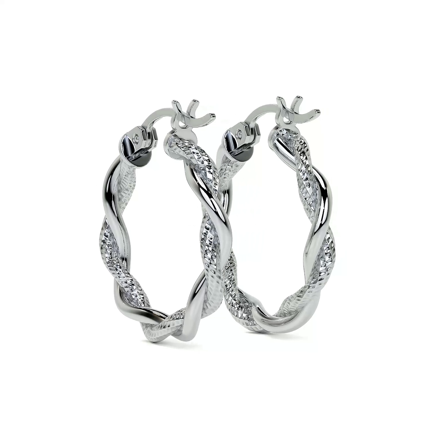 Arete Arracada Diamantada con tubos torcidos De Plata Ley 925 Para Mujer