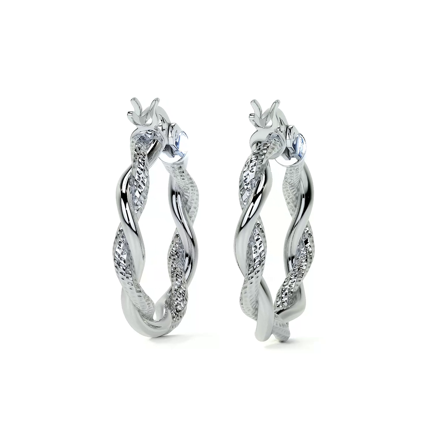 Arete Arracada Diamantada con tubos torcidos De Plata Ley 925 Para Mujer