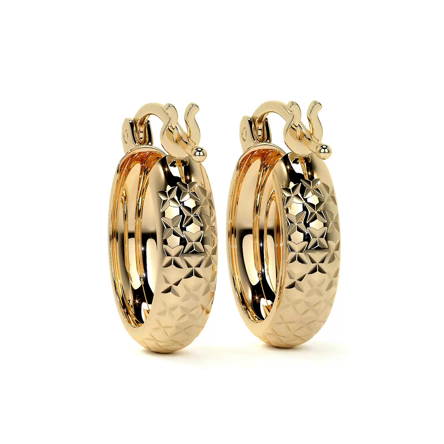 Arracada Diamantada Bangle De Oro 10k Estilo Panal, 4mm de Ancho