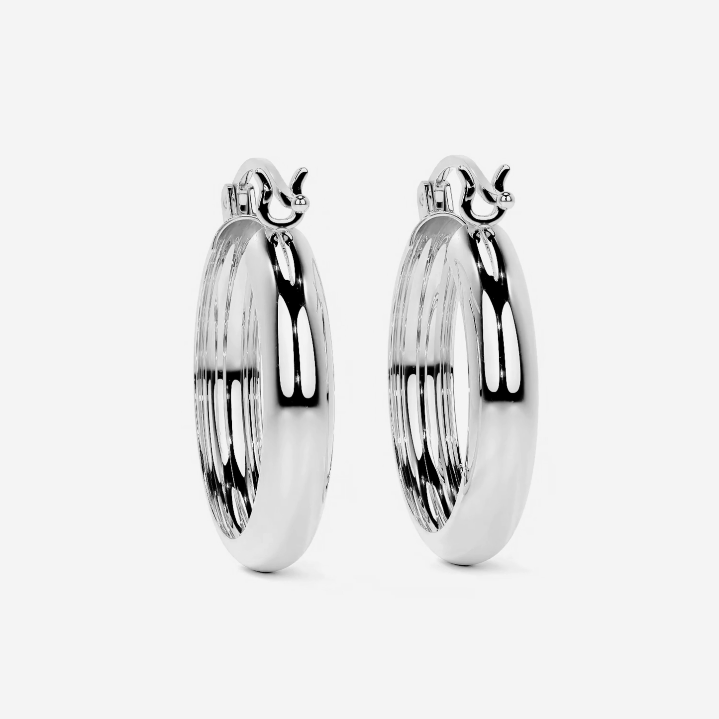 Arracada Bangle Para Mujer De Plata 925 Lisa 4 mm de Ancho