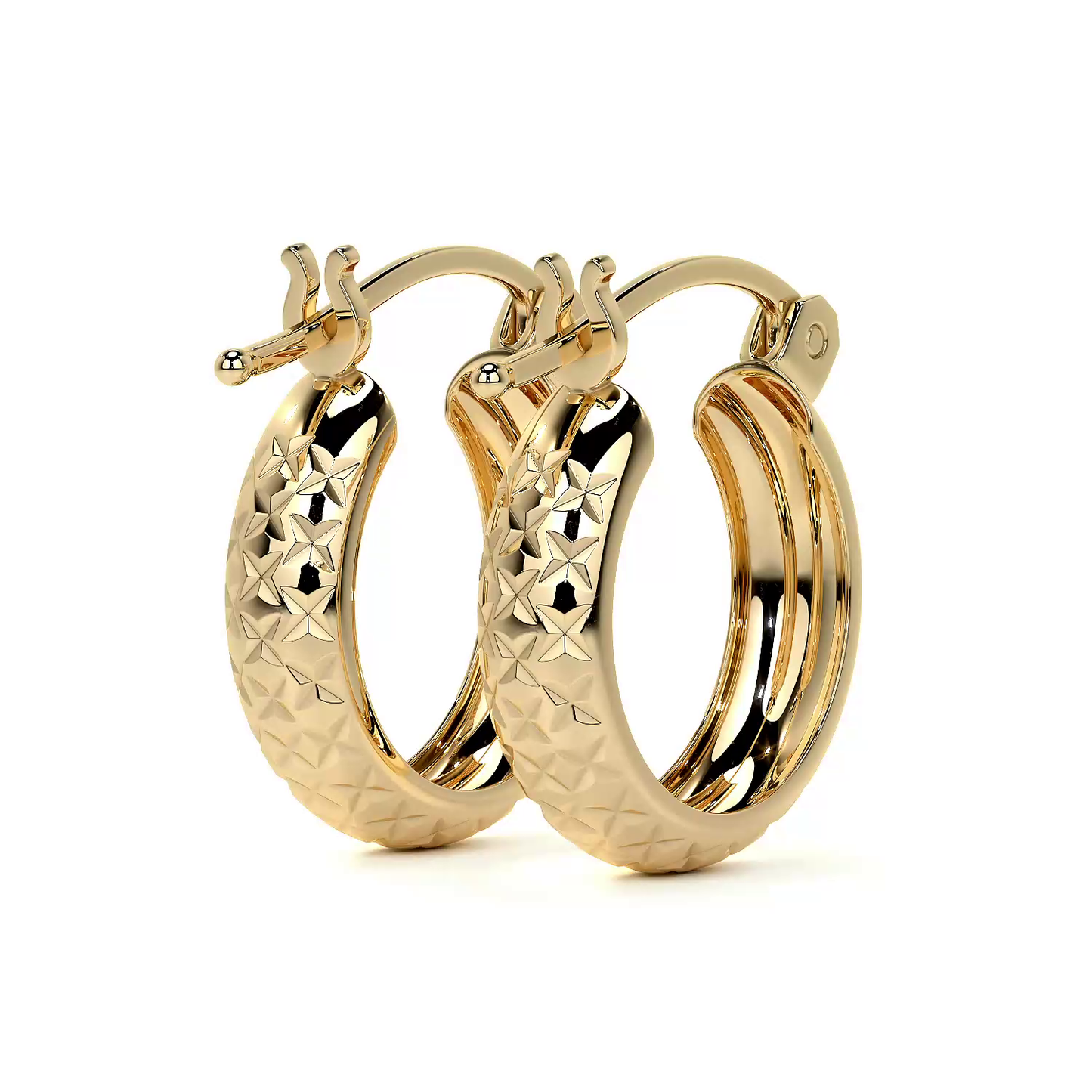 Arracada Diamantada Bangle De Oro 10k Estilo Panal, 4mm de Ancho