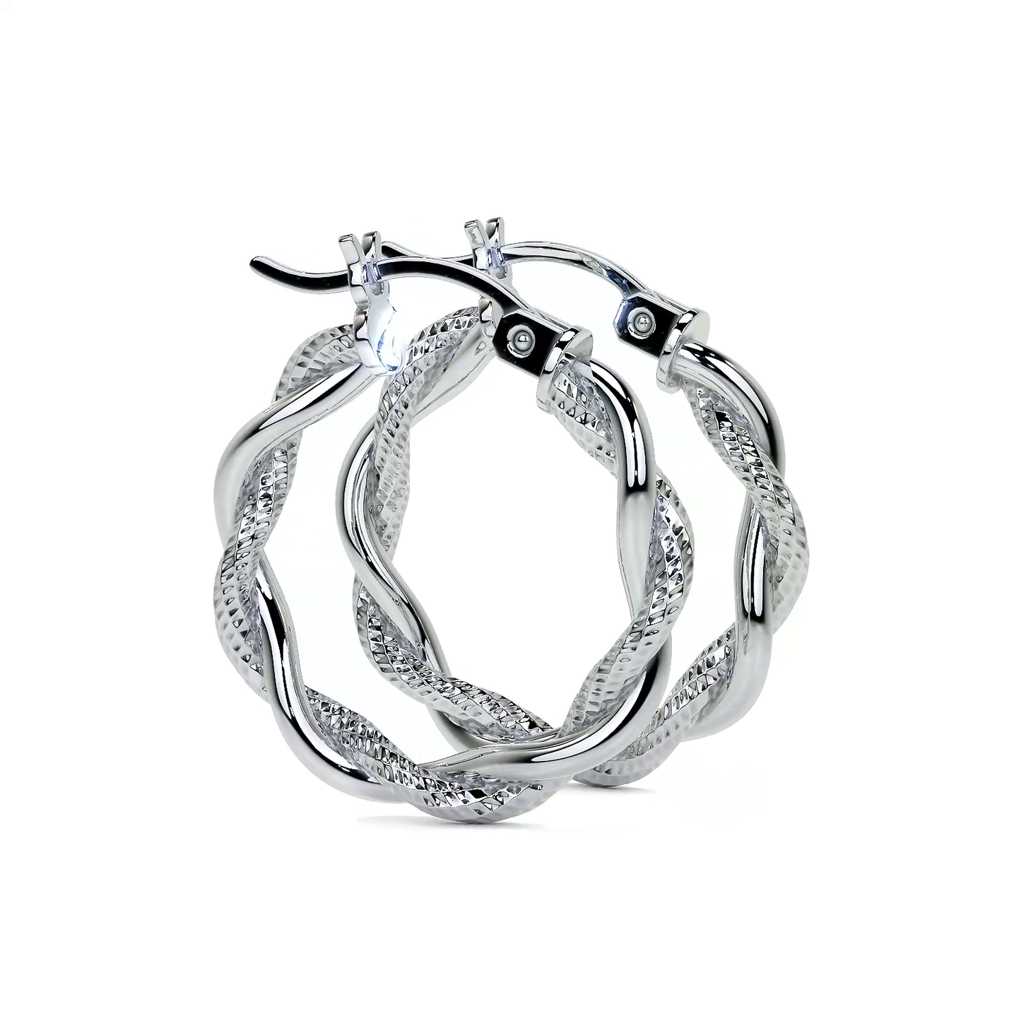 Arete Arracada Diamantada con tubos torcidos De Plata Ley 925 Para Mujer