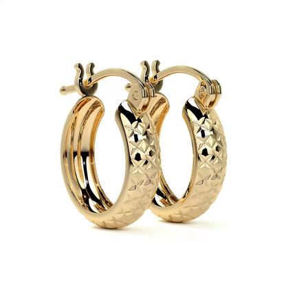 Arracada Diamantada Bangle De Oro 10k Estilo Panal, 4mm de Ancho