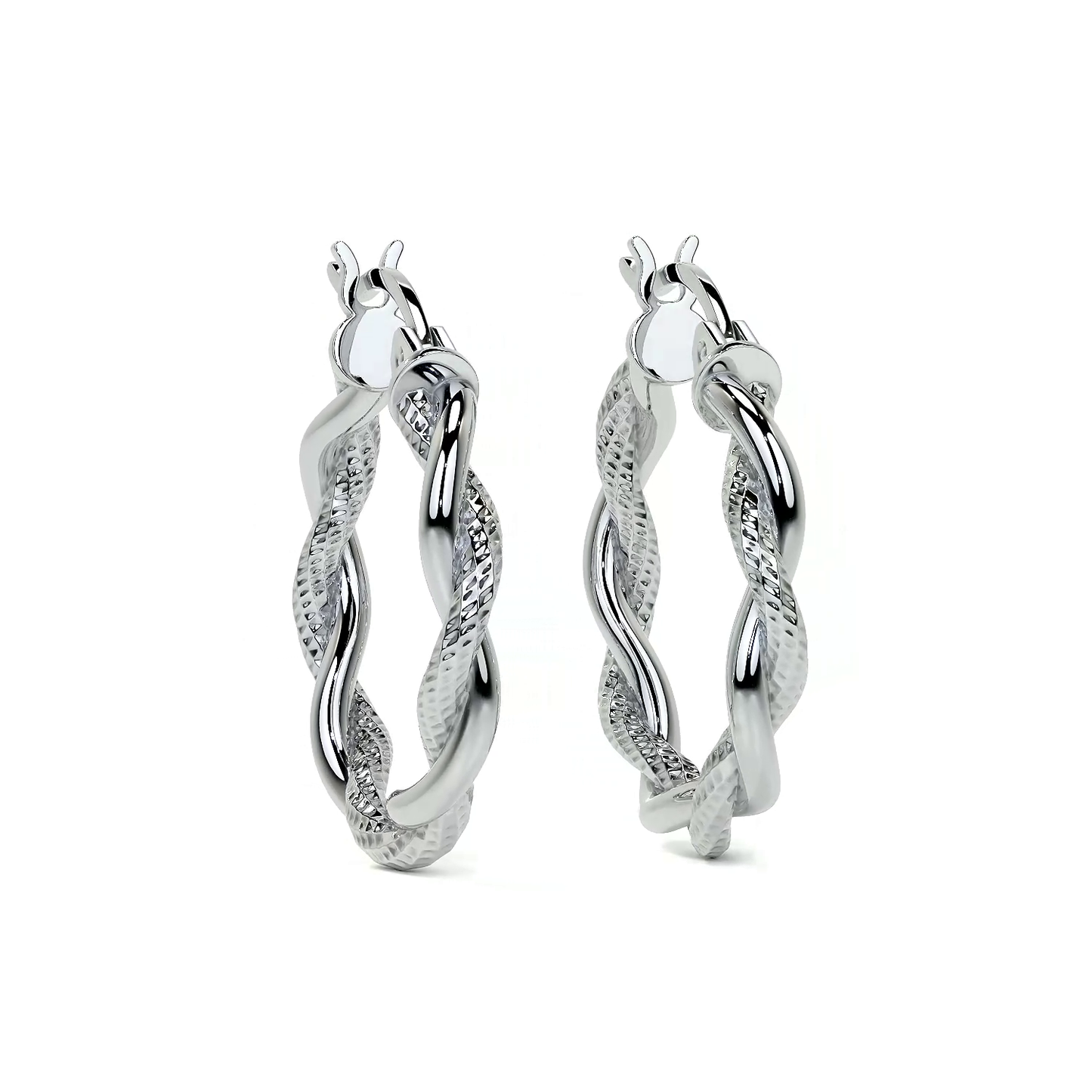 Arete Arracada Diamantada con tubos torcidos De Plata Ley 925 Para Mujer