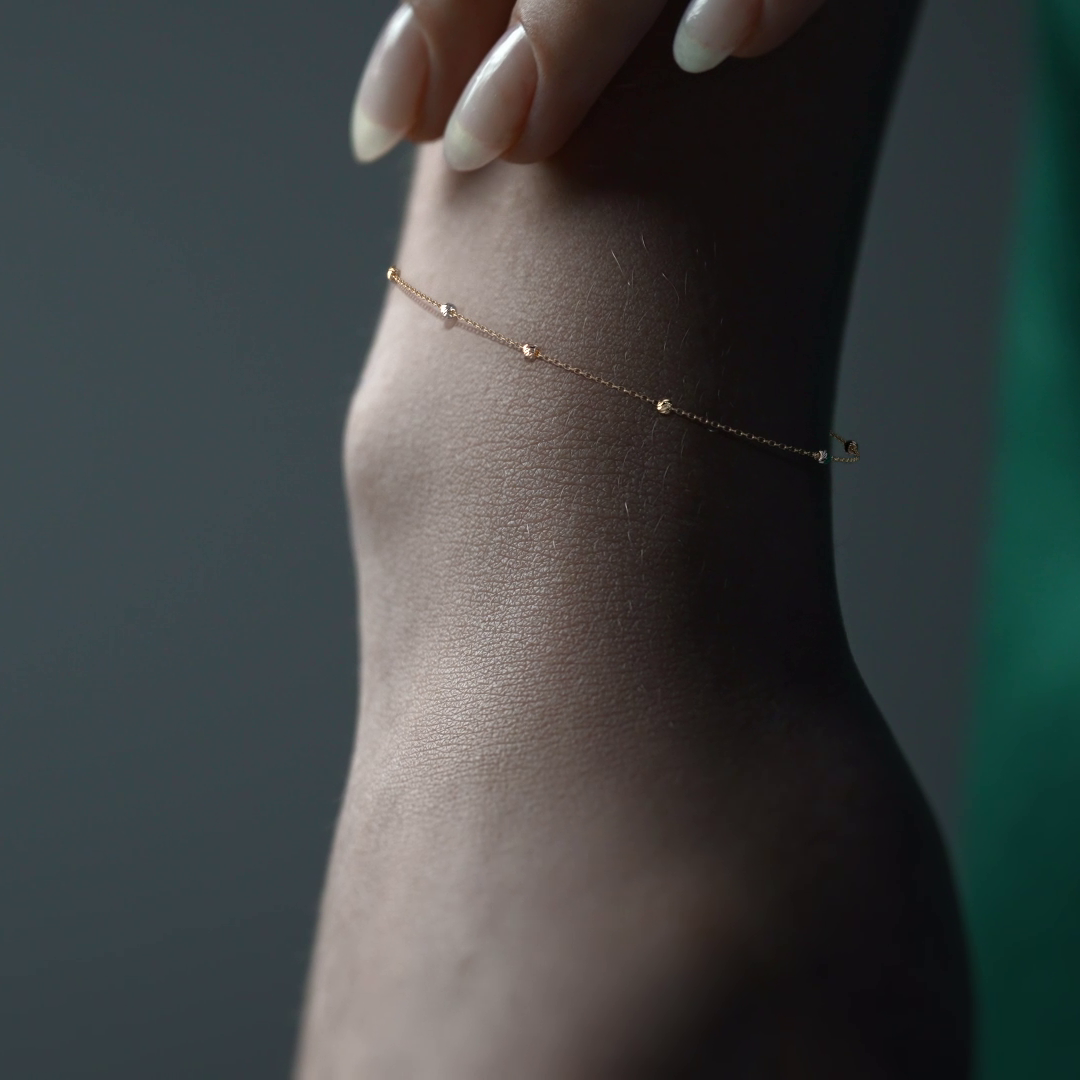 Esclava Viviana De Oro De 14k De 24 Cm Con Bola 2.5mm