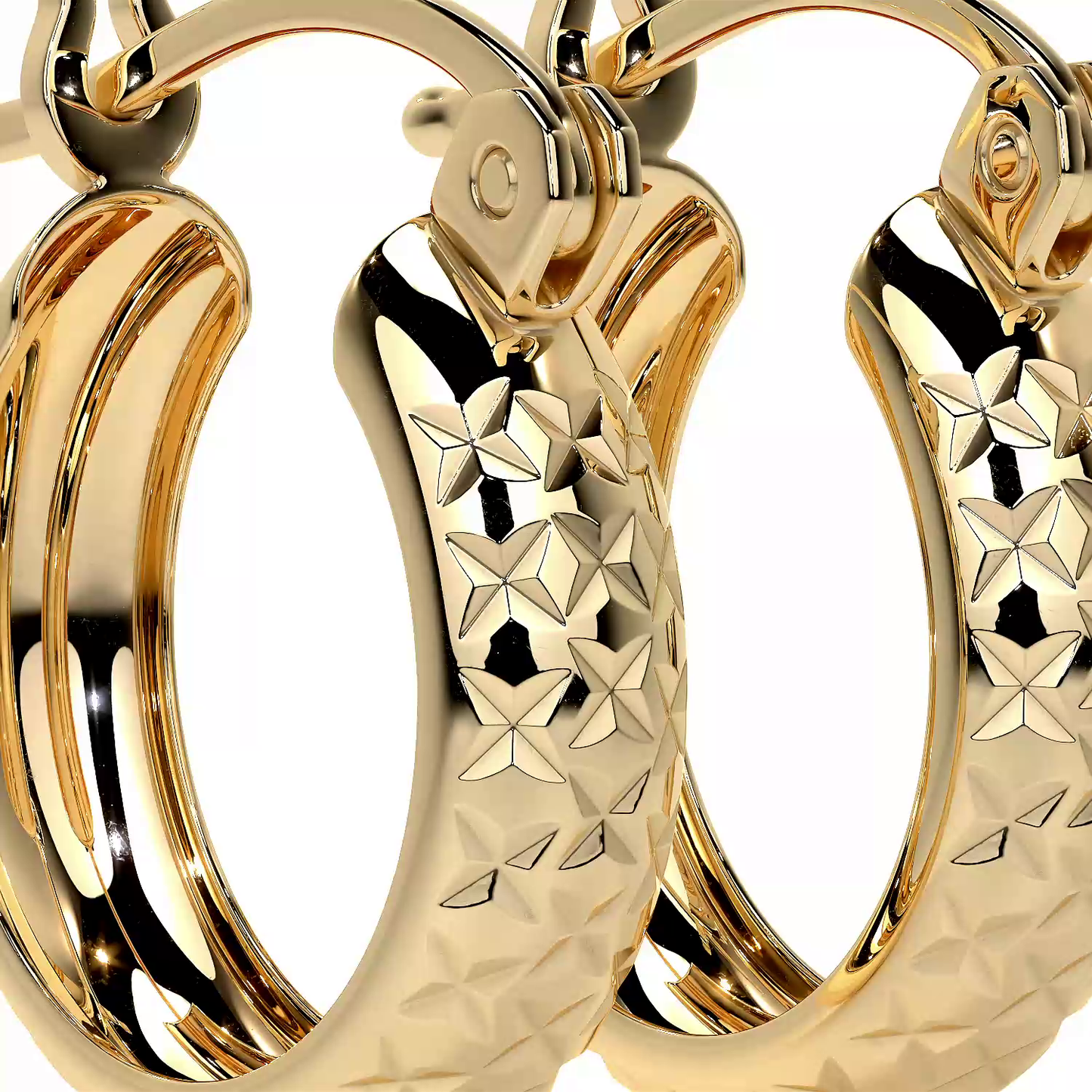 Arracada Diamantada Bangle De Oro 10k Estilo Panal, 4mm de Ancho