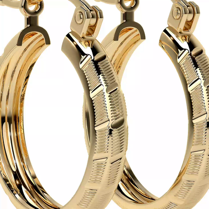 Arracada Bangle De Oro 10k Diamantado Diagonal