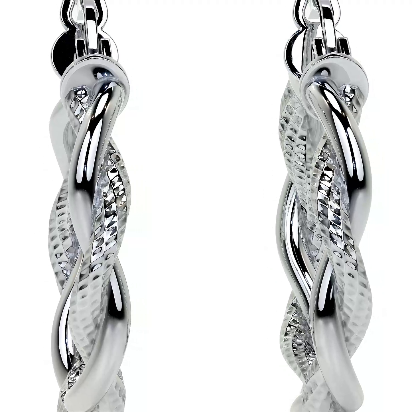 Arete Arracada Diamantada con tubos torcidos De Plata Ley 925 Para Mujer