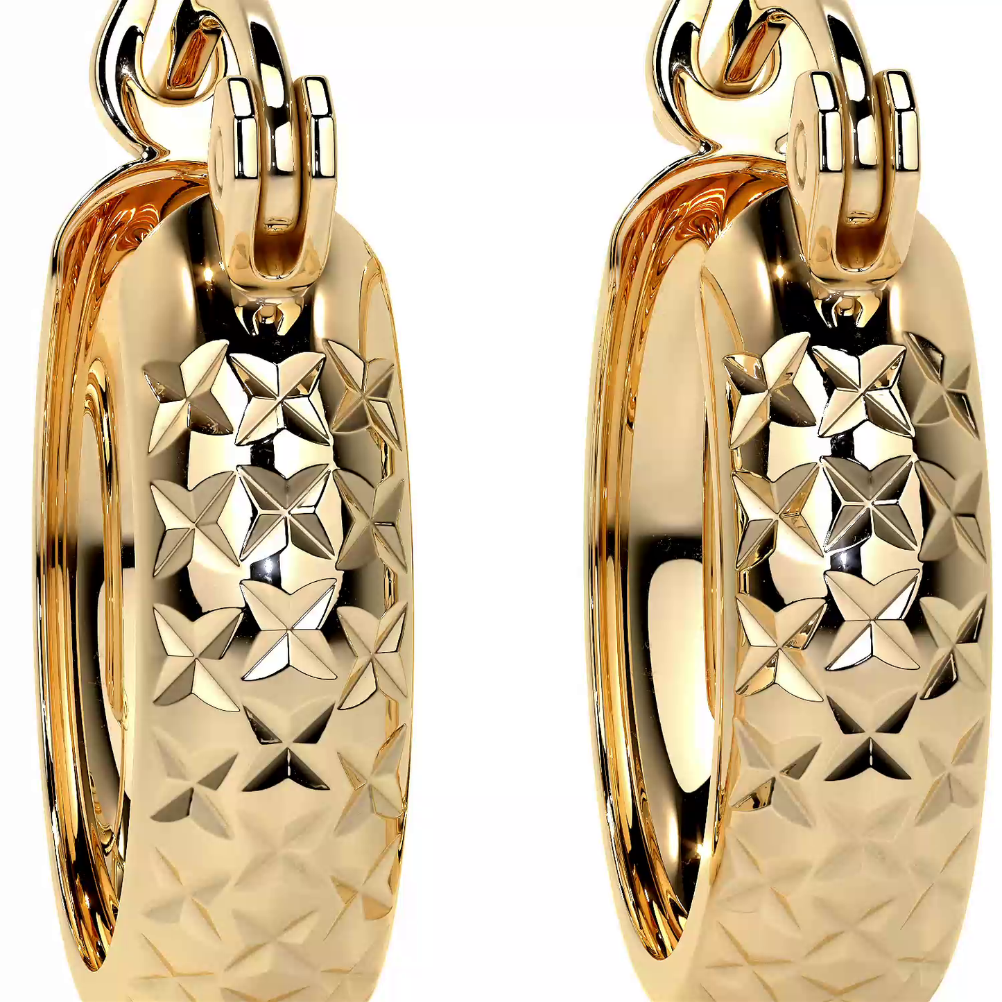 Arracada Diamantada Bangle De Oro 10k Estilo Panal, 4mm de Ancho