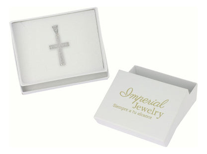 Dije Turco De Plata 925 De Cruz Rectangular Con Zirconia