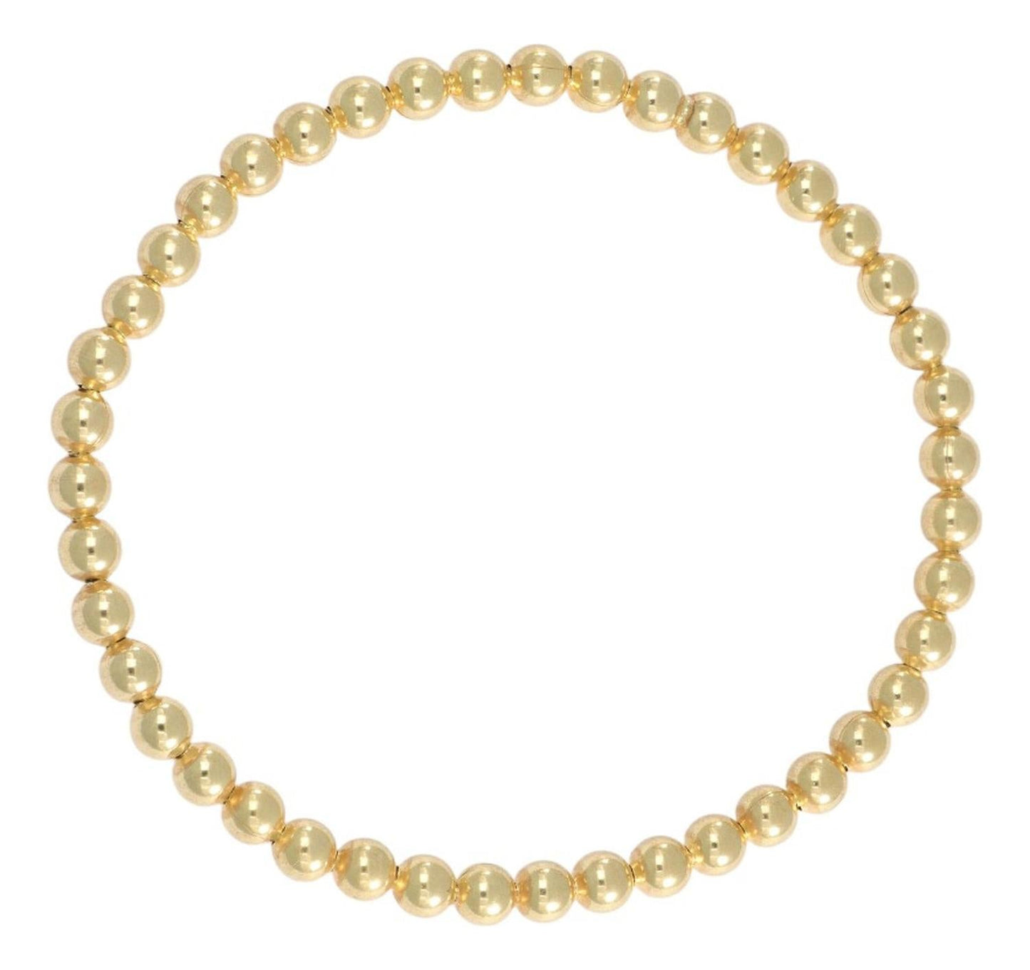 Pulsera De Bolitas De Plata 925 Elastica Con Chapa De Oro