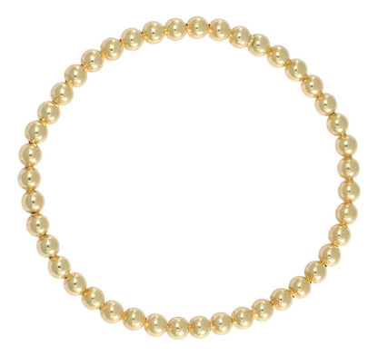 Pulsera De Bolitas De Plata 925 Elastica Con Chapa De Oro