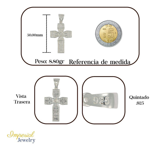 Dije Turco De Plata 925 De Cruz Cuadrada Con Zirconia