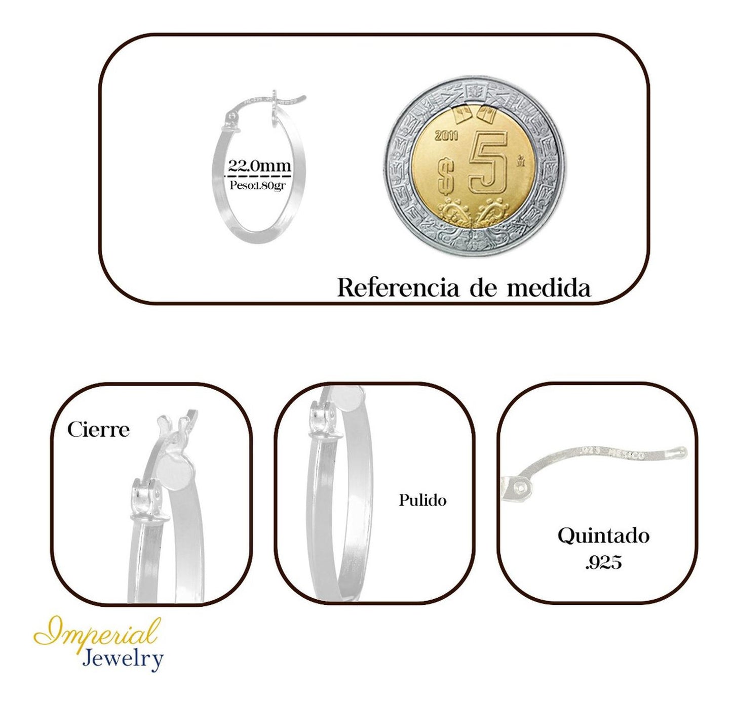 Arete Ovalado De Tubo Triangular De Plata 925 Liso De 22 Mm