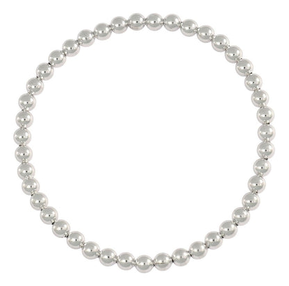 Pulsera De Bolitas De Plata 925 Elastica Con Baño De Rodio