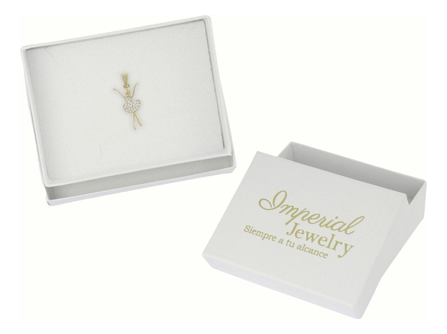 Dije De Bailarina Con Zirconias, En Oro De 10k 1.1 Grm