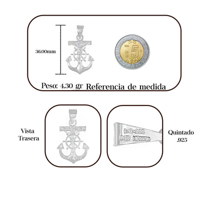 Dije De Cruz Con Forma De Ancla De Plata 925