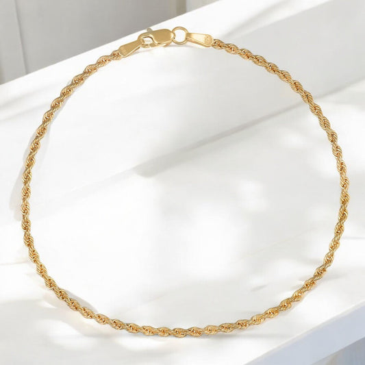 Pulso Torsal Hueco Oro Italiano 10k, Calibre 1.9mm, 18.5cm