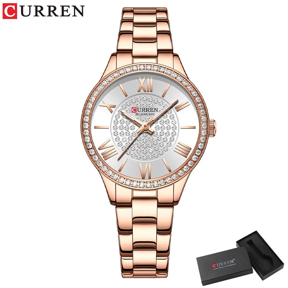CURREN Relojes Para Mujer De La Marca Original Moda Casual Deportes Cuarzo Acero Inoxidable Impermeable 9084
