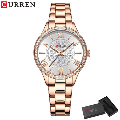 CURREN Relojes Para Mujer De La Marca Original Moda Casual Deportes Cuarzo Acero Inoxidable Impermeable 9084