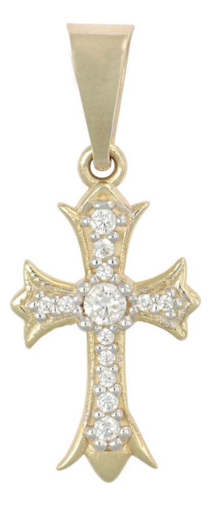 Dije En Figura De Cruz De Zirconias En Oro 10k 1.30 Gr