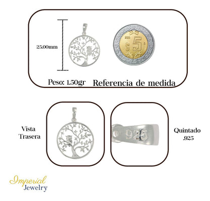 Dije De Plata Ley 925 De Arbol De La Vida Pulido