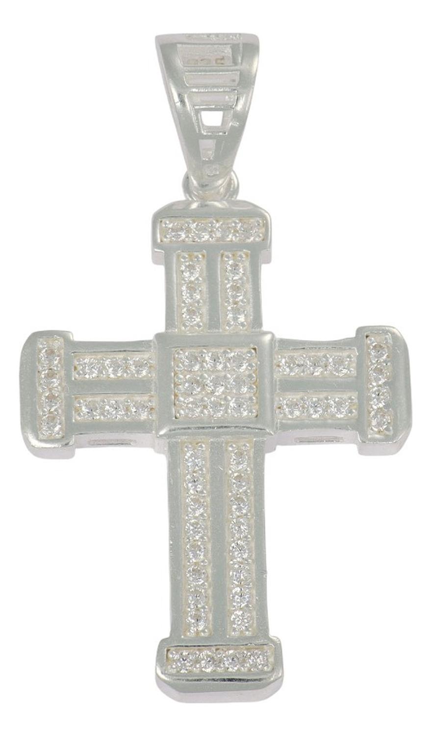 Dije Turco De Plata 925 De Cruz Clasica Con Zirconia