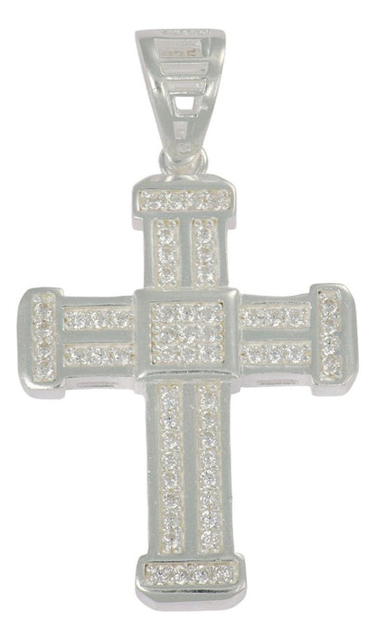 Dije Turco De Plata 925 De Cruz Clasica Con Zirconia