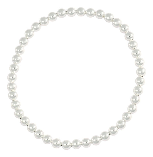 Pulsera De Bolitas De Plata 925 Elastica Color Plateada