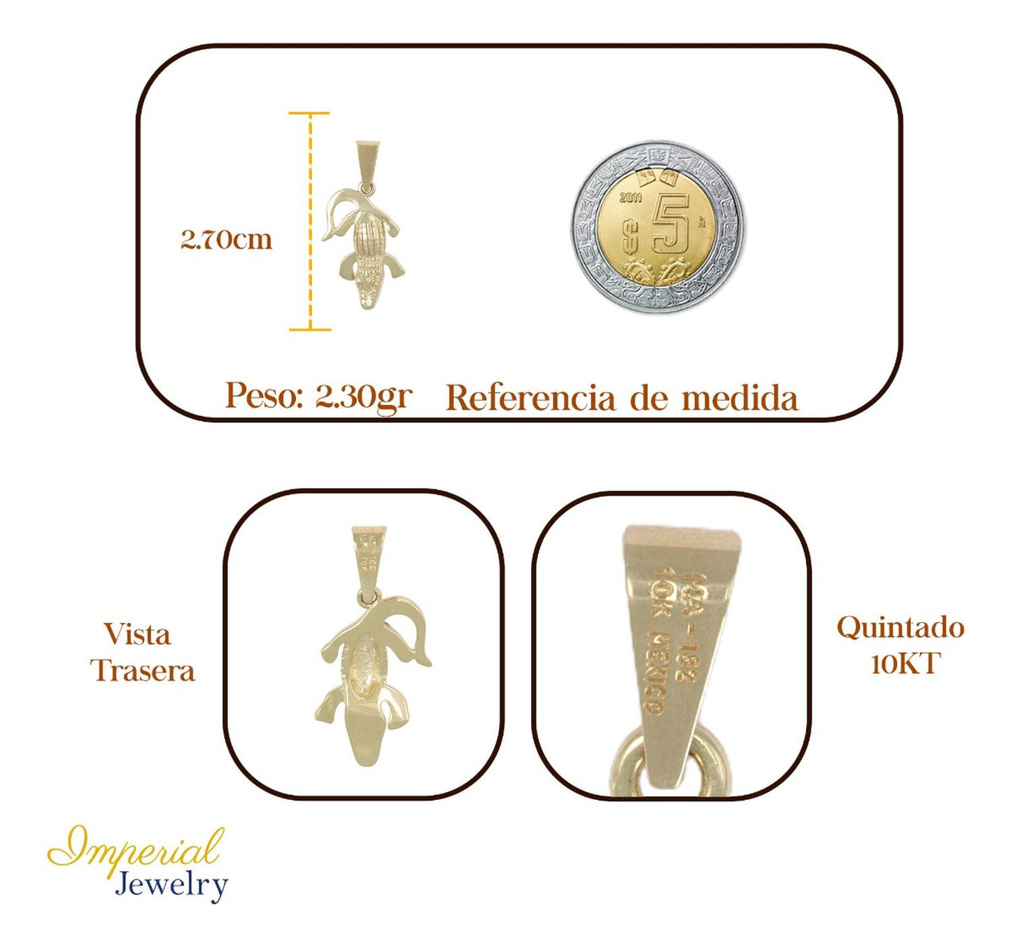 Dije Figura De Cocodrilo, En Oro De 10k 2.3grm