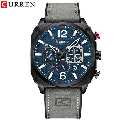 CURREN Reloj Para Hombre Marca Original Multifuncional Puntero Luminoso De Cuero Casual Impermeable Deportes De Negocios Cuarzo CR98LX