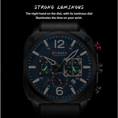 CURREN Reloj Para Hombre Marca Original Multifuncional Puntero Luminoso De Cuero Casual Impermeable Deportes De Negocios Cuarzo CR98LX