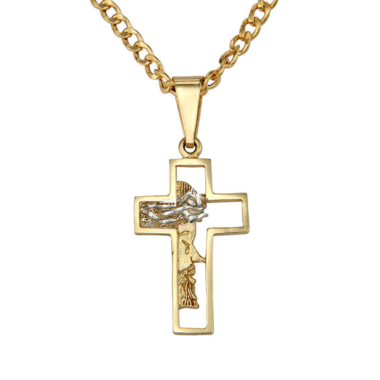 Collar De Cruz Con Rostro De Cristo De Oro De 10k