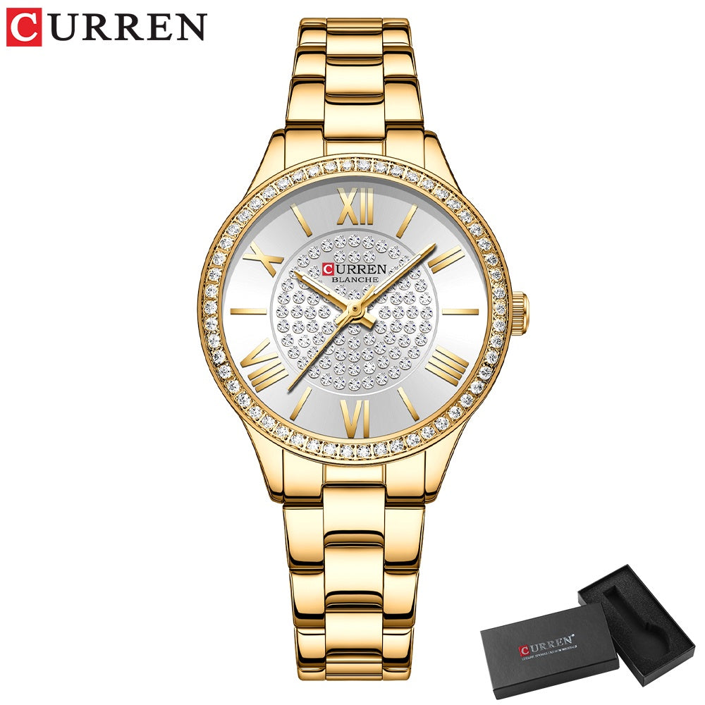 CURREN Relojes Para Mujer De La Marca Original Moda Casual Deportes Cuarzo Acero Inoxidable Impermeable 9084
