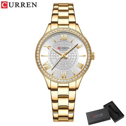 CURREN Relojes Para Mujer De La Marca Original Moda Casual Deportes Cuarzo Acero Inoxidable Impermeable 9084