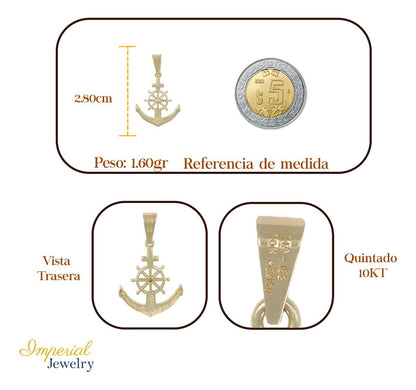 Dije En Figura De Ancla, En Oro De 10k 1.7 Grm