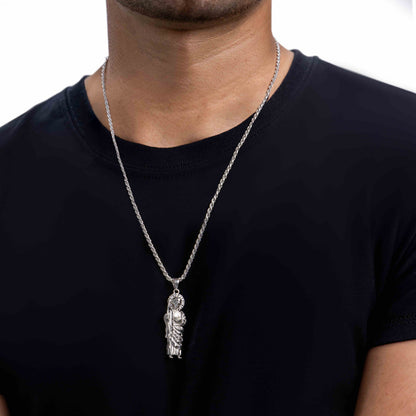 Collar De Plata 925 Con Dije De San Judas Y Cadena Torsal