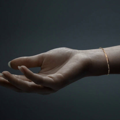 Pulsera De Oro 14k Figaro Solida De 18.5 Cm Calibre 2mm