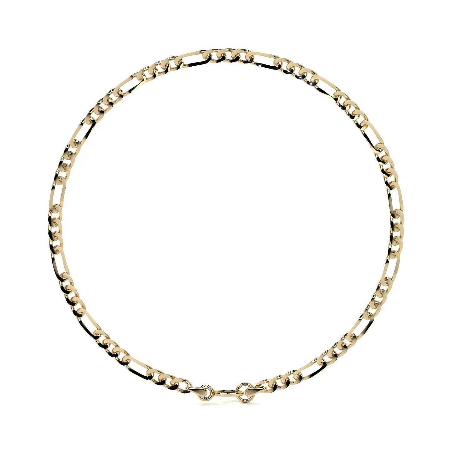 Pulsera De Oro 14k Figaro Solida De 18.5 Cm Calibre 2mm