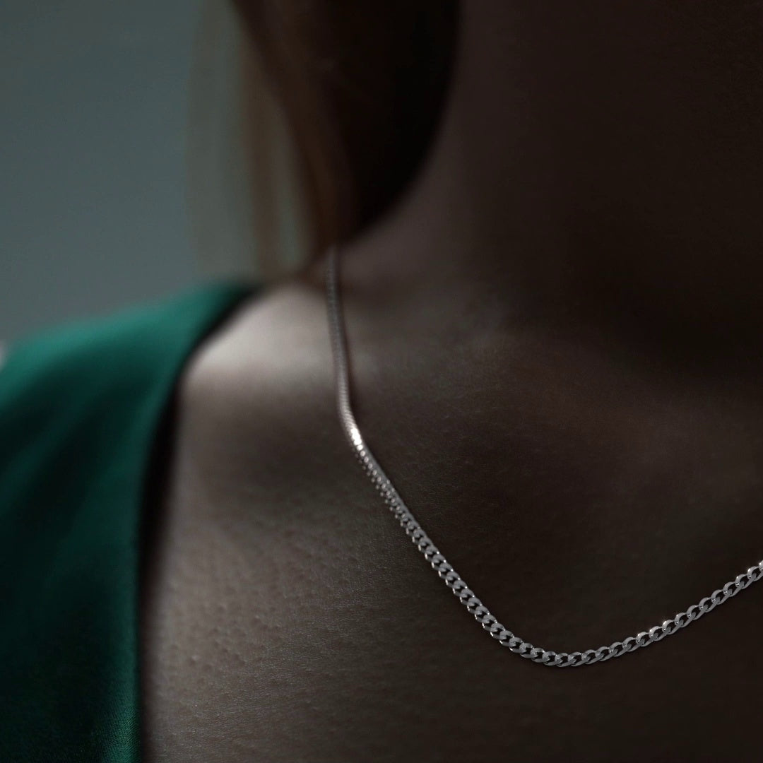 Cadena De Plata 925 Estilo Barbada De Calibre 3.2mm en 5 colores