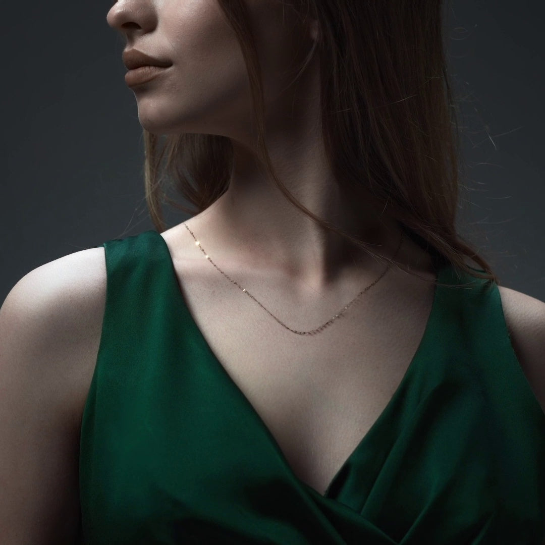 Cadena De Oro Italiano 14k, Estilo Grano De Café