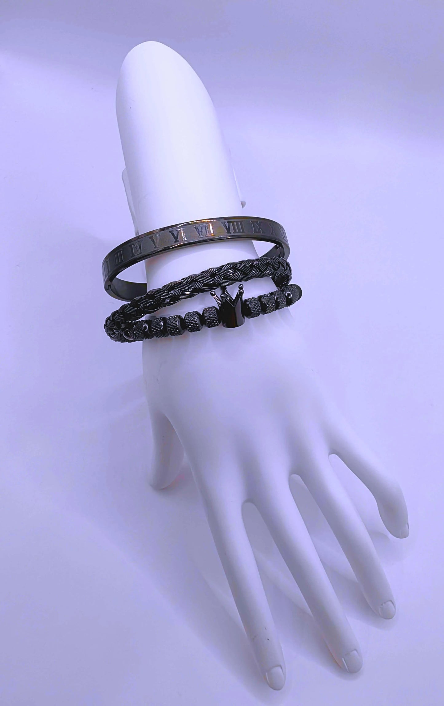Pulsera Acero Inoxidable Triple Negro Unisex Calenbi