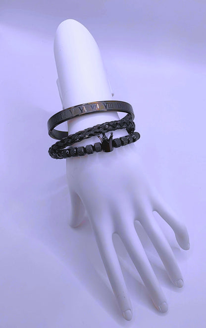 Pulsera Acero Inoxidable Triple Negro Unisex Calenbi