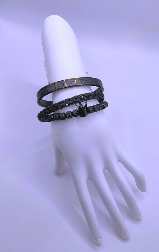 Pulsera Acero Inoxidable Triple Negro Unisex Calenbi