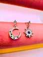 Pendientes S925 Ley Estrella y Luna Circonita Cubica Azul y Blanco Calenbi