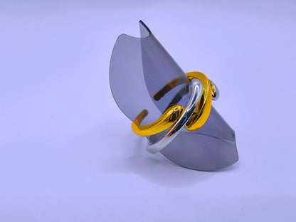 Anillo Acero Inoxidable Doble Chapa Oro 10k Calenbi